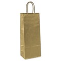 Kraft Paper 13H x 5.25W x 3.25D Metallic-on-Kraft Wine Shopping Bags, Gold, 250/Pack (15-050313-15)