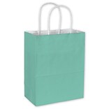 Bags & Bows Cotton Candy 4.75 x 8.25 x 10.5 Shopping Bags, Aqua, 250/Carton (15-080409-89)