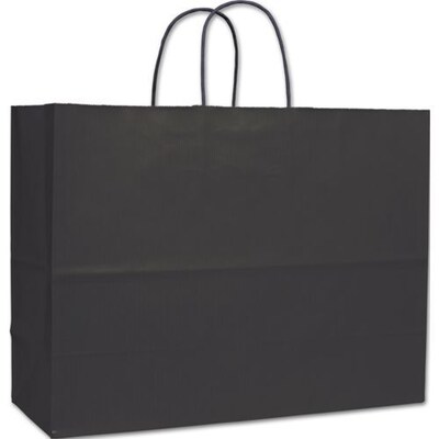 Bags & Bows 16 x 6 x 12 1/2 Varnish Stripe Shoppers, Black (15-160613-12)