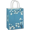 Bags & Bows® 8 1/4 x 4 3/4 x 10 1/2 Mini Blooming Beauty Shoppers, Blue, 25/Pack