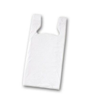 Bags & Bows® 18 x 11 1/2 x 8 Unprinted T-Shirt Bags, White, 1000/Pack