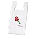 Bags & Bows® 23 x 11 1/2 x 7 Rose Pre-Printed T-Shirt Bags, White, 1000/Pack