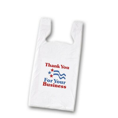 Bags & Bows® 23 x 11 1/2 x 7 Thank You Pre-Printed Bags, White, 1000/Pack