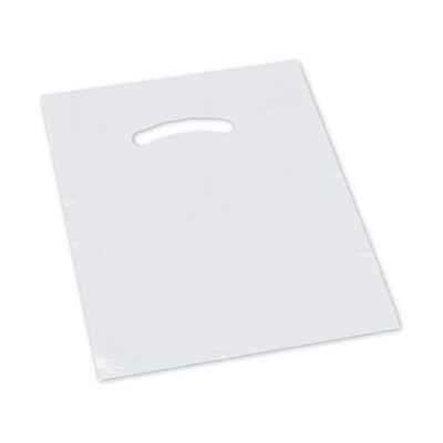 Plastic 15H x 12W Die-Cut Handle Shopping Bags, White, 1000/Pack (248-1215-9)