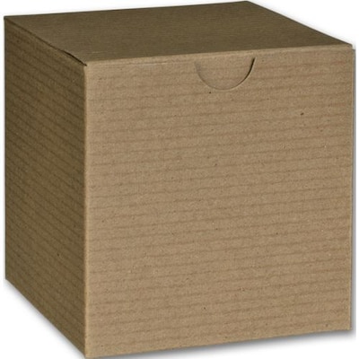Bags & Bows® 4 x 4 x 4 One-Piece Gift Boxes, Kraft, 100/Pack