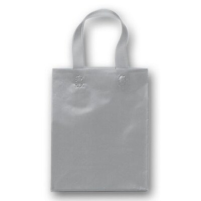 Bags & Bows® 8 x 4 x 10 Frosted High Density Shoppers, 250/Pack