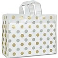 Bags & Bows® 16 x 6 x 12 Dots Frosted Flex Loop Shoppers, 100/Pack