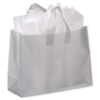 Bags & Bows® 16 x 6 x 12 Frosted High Density Shoppers, 250/Pack