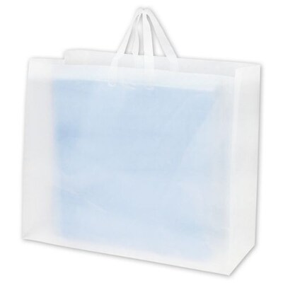 Bags & Bows® 24 x 9 x 20 Frosted High Density Flex Loop Shoppers, Clear, 100/Pack