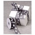 Bags & Bows® 1 1/2 x 25 yds. Non Wired-Edge Sheer Paw Ribbon, Black on White, RL