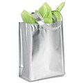 Bags & Bows® 9 1/4 x 4 1/2 x 12 Center Stage Metallic Non-Woven Totes, Silver, 100/Pack