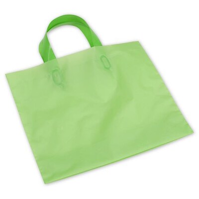 Polyethylene 15H x 16W x 6D Frosted Shopping Bags, Citrus Green, 250/Pack (H16CG)