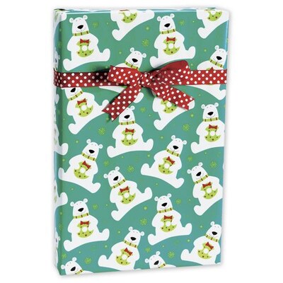 Bags & Bows® 24 x 100 Polar Bear Present Gift Wrap, Green, RL