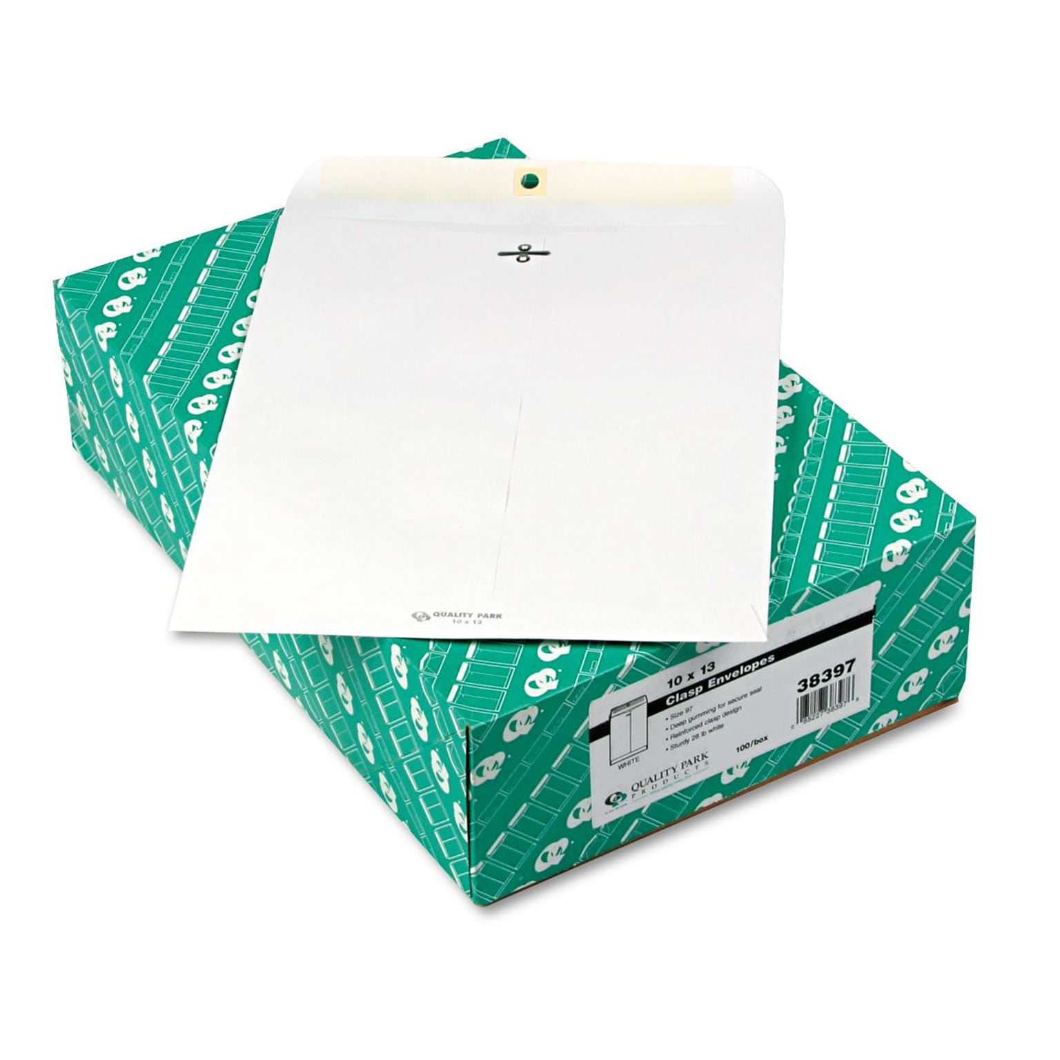 Quality Park Gummed Clasp Catalog Envelopes, 10 x 13, White, 100/Box (QUA38397)