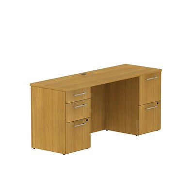 Bush Business Furniture Emerge 72W x 22D L Shaped Desk w/ 2 and 3 Drawer Pedestals, Mocha Cherry (300S036MR)