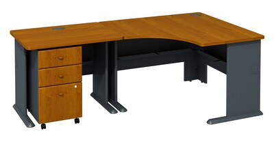 Bush Business Furniture Cubix 36W Desk with 48W Corner Desk & Mobile Pedestal, Natural Cherry/Slate, Installed (SRA005NCSUFA)