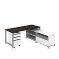Bush Business Furniture Momentum 72W X 30D Desk with 24H Storage and 3Dwr Mobile Pedestal, Mocha Cherry