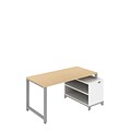 Bush Business Momentum 60W Floating Desk with 24H Open Storage, Natural Maple