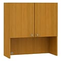 Bush Business Furniture Quantum 36W Hutch with Doors, Modern Cherry, Installed