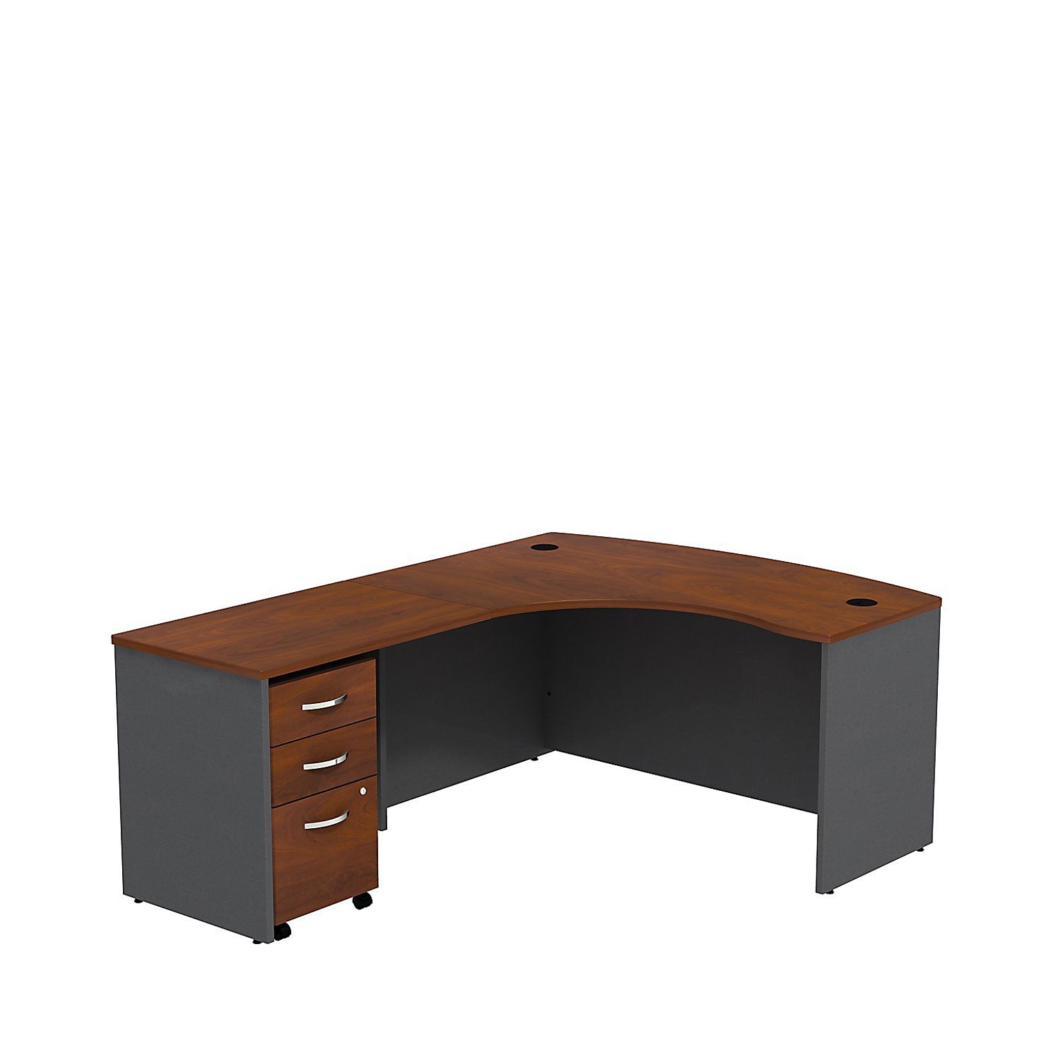 Bush Business Furniture Westfield Left Handed L Shaped Desk w/ Mobile File Cabinet, Hansen Cherry/Graphite Gray,  (SRC007HCLSU)