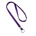 IDville 1341512PRR31 36 Blank Flat Woven Lanyards with Split Ring, Purple, 25/Pack