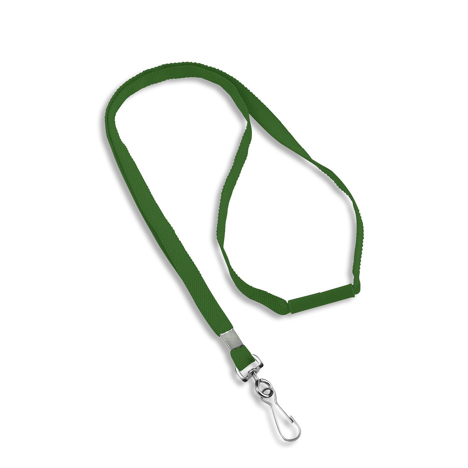 IDville 36 Blank Flat Woven Breakaway Lanyards with J-Hook, Green, 25/Pack (1343500GRH31)