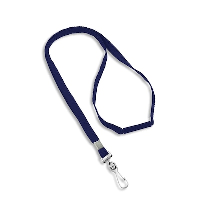 IDville 36 Blank Flat Woven Breakaway Lanyards with J-Hook, Navy, 25/Pack (1343500BLH31)