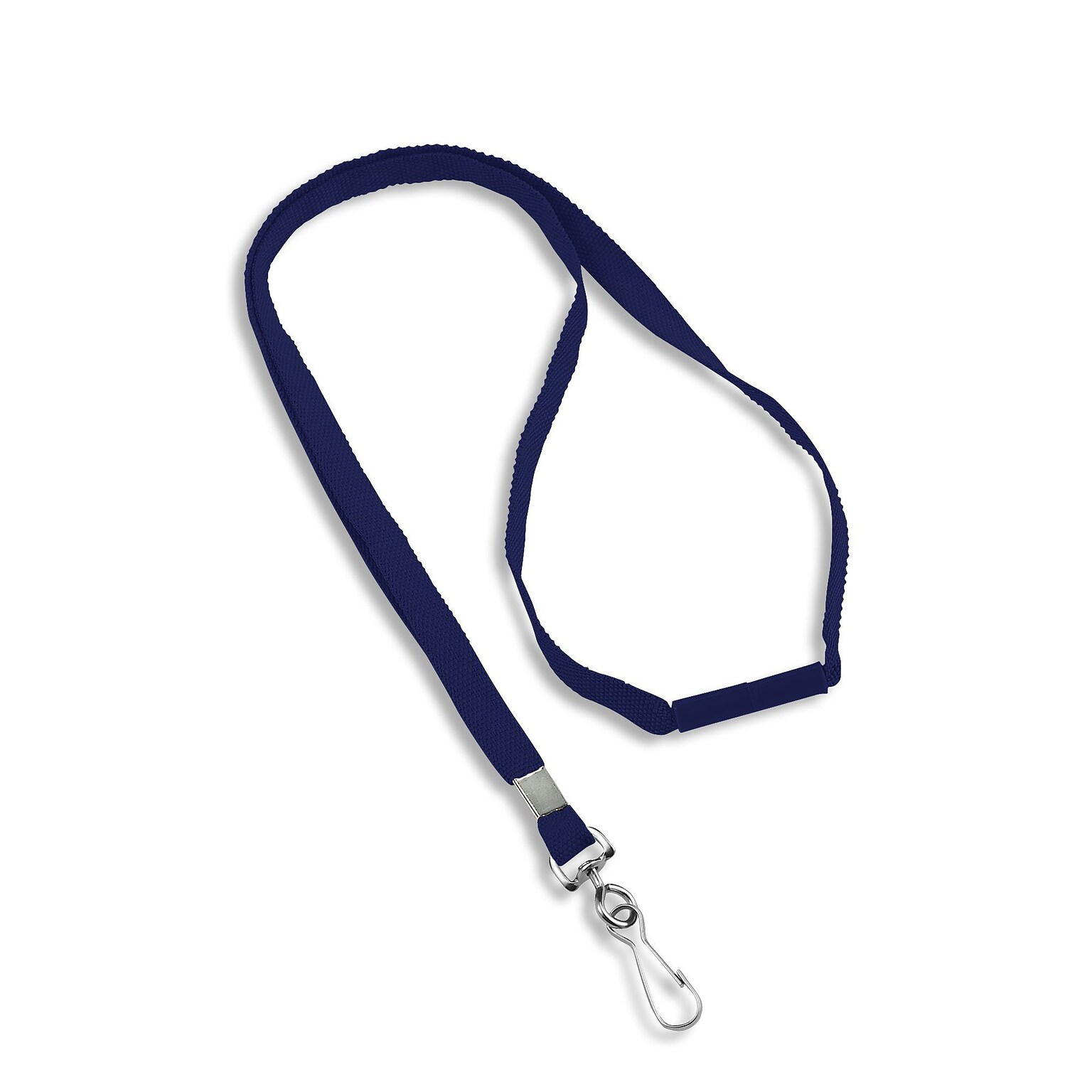 IDville 36 Blank Flat Woven Breakaway Lanyards with J-Hook, Navy, 25/Pack (1343500BLH31)