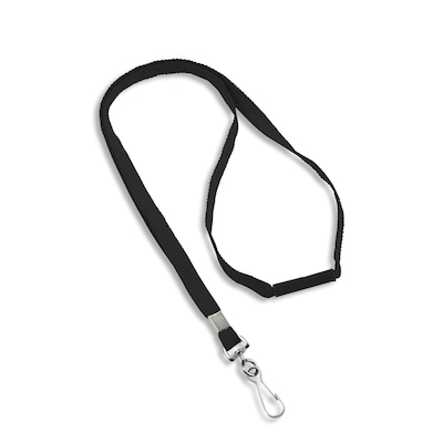 IDville 1343500BKH31 36 Blank Flat Woven Breakaway Lanyards with J-Hook, Black, 25/Pack