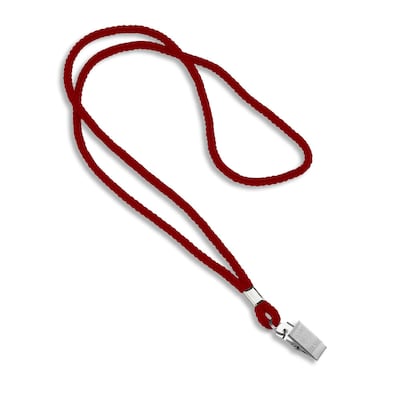 IDville 36 Blank Round Woven Lanyards with Bulldog Clip, Red, 25/Pack (1343501RDC31)