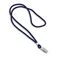 IDville 1343501BLC31 36 Blank Round Woven Lanyards with Bulldog Clip, Navy, 25/Pack