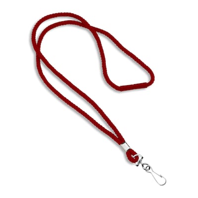 IDville 36 Blank Round Woven Breakaway Lanyards with J-Hook, Red, 25/Pack (1343502RDH31)