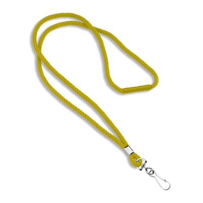 IDville 36 Blank Round Woven Breakaway Lanyards with J-Hook, Yellow, 25/Pack (1343502YLH31)