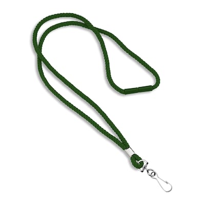 IDville 36 Blank Round Woven Breakaway Lanyards with J-Hook, Green, 25/Pack (1343502GRH31)