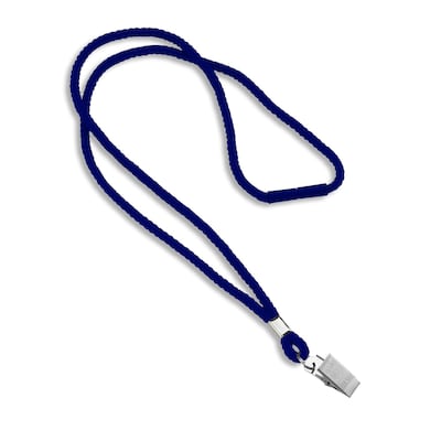 IDville 36 Blank Round Woven Breakaway Lanyards with Bulldog Clip, Navy, 25/Pack (1343502BLC31)