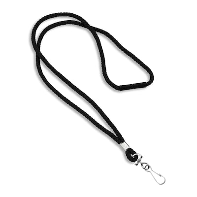 IDville 36 Blank Round Woven Breakaway Lanyards with J-Hook, Black, 25/Pack (1343502BKH31)