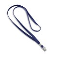 IDville 1343506BLC31 36 Blank Flat Woven Lanyards with Bulldog Clip, Navy, 25/Pack