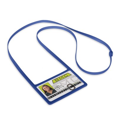 IDville® Flexible Silicone Lanyard Horizontal Badge Holder;  Royal Blue,  10/Pack