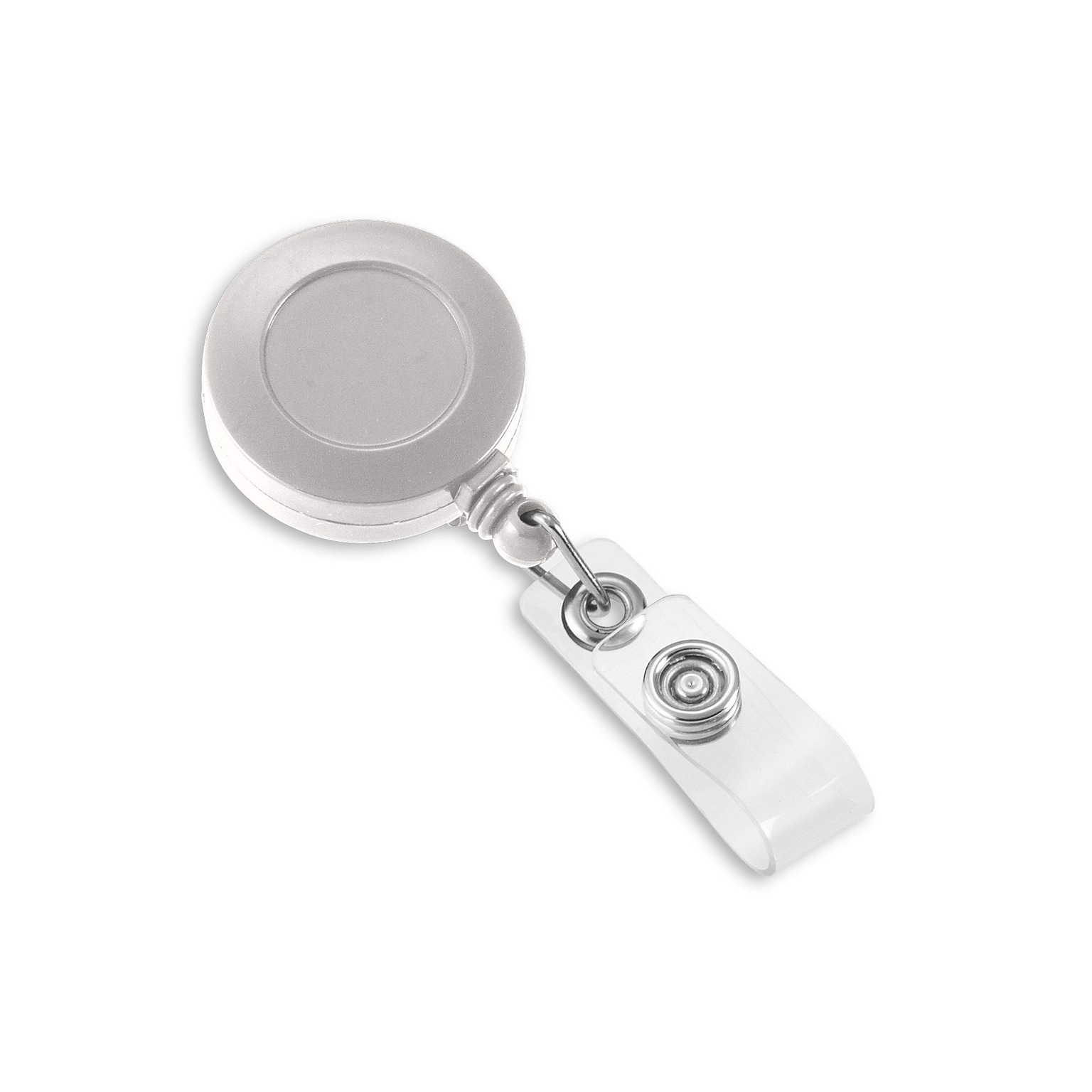 IDville Round Slide Clip Solid Color Badge Reels, White 25/Pack (1342811WT31)