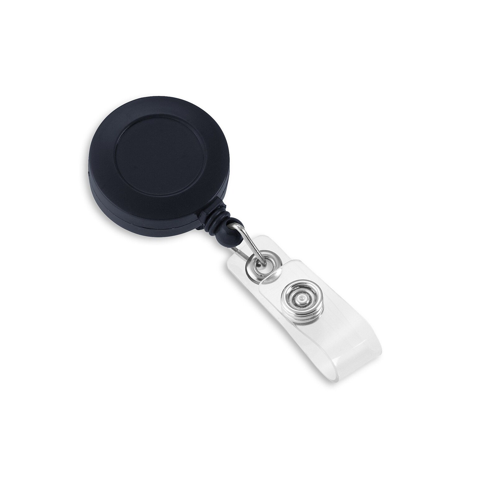 IDville Round Slide Clip Solid Color Badge Reels, Black, 25/Pack (1342811BK31)