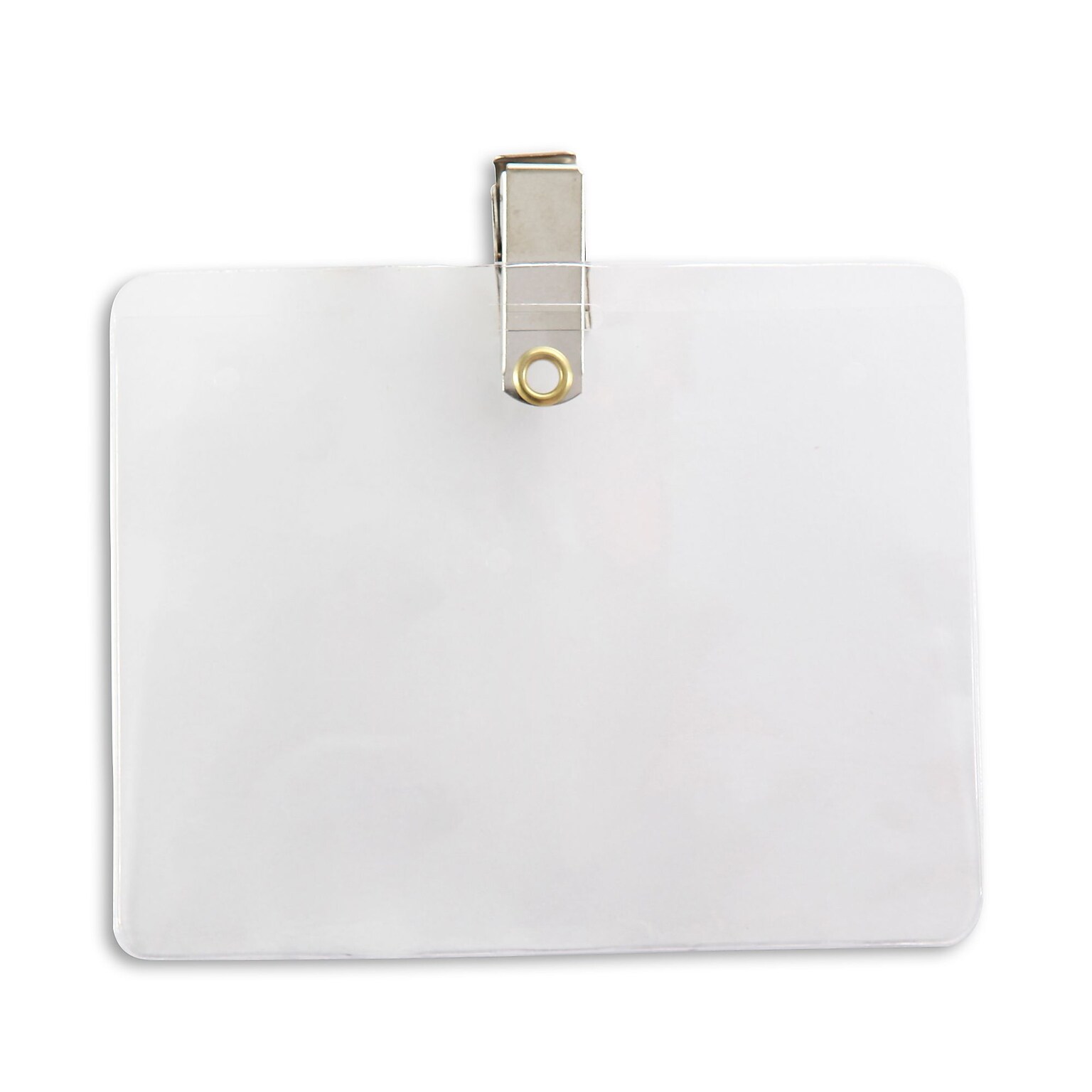 IDville Clip On ID Badge Holder with Clip, Clear, 50/Pack (134221831)