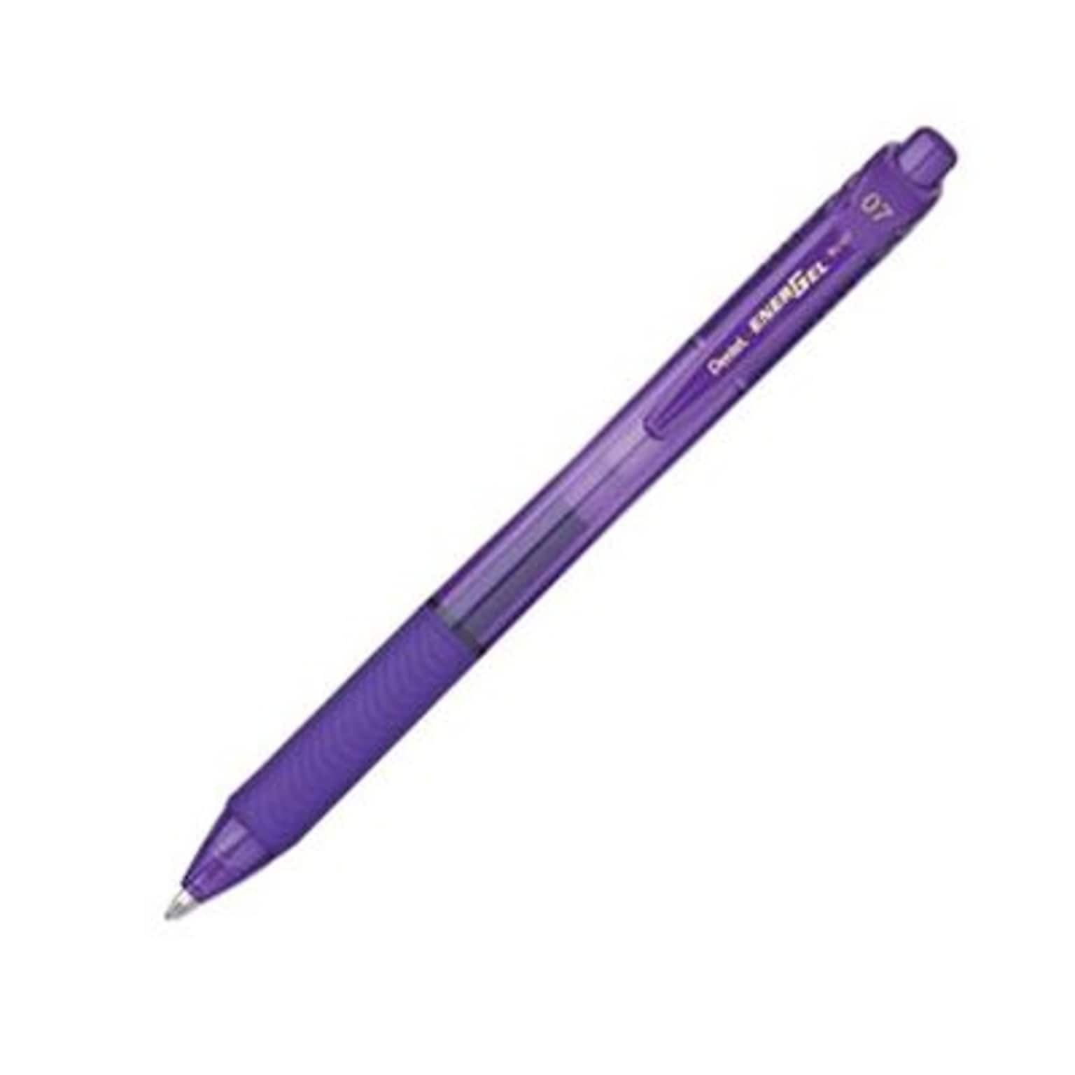 Pentel EnerGel-X Retractable Ballpoint Pen, Medium Point, Purple Ink (BL107-V)