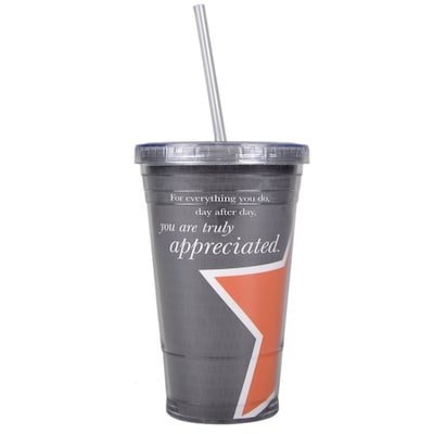 Baudville® Twist Top Tumbler W/ Straw, You Are Truly Appreciated