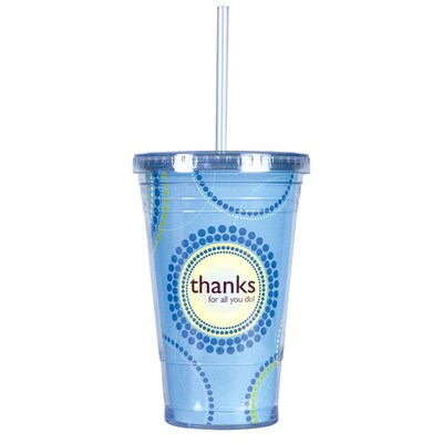 Baudville® Twist Top Tumbler W/ Straw, Thanks for All You Do!