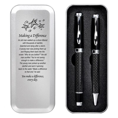Baudville® Carbon Fiber Dual Pen Gift Set, Starfish: Making a Difference