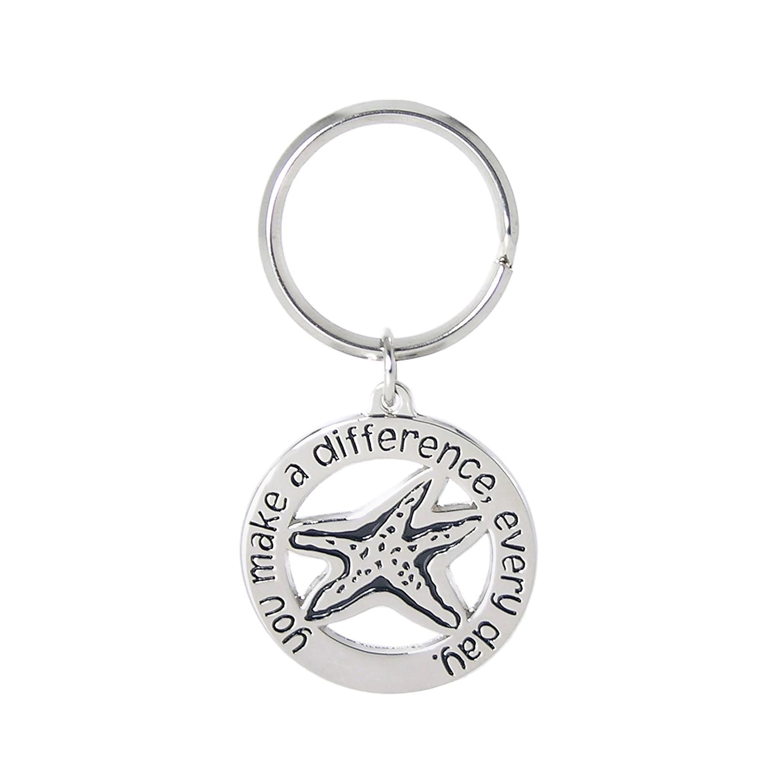 Baudville® Nickel-Finish Key Chain, You make a difference every day