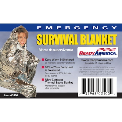 Ready America Survival Emergency Blanket, 25/Pack (3100-25)