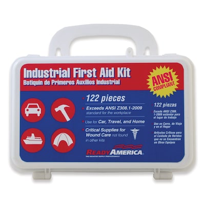 Ready America Industrial First Aid Kit,  122 Piece, 4/Pack (74016-4)