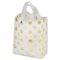 Bags & Bows 8 x 4 x 10 Dots Frosted Flex Loop Shoppers, 100/Pack