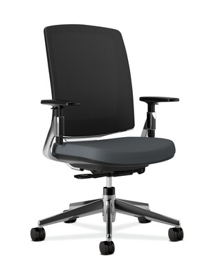 HON Lota Task/Computer Chair, Fabric, Charcoal, Seat: 19 1/2W x 17 1/4D, Back: 17 3/4W x 23 1/2H